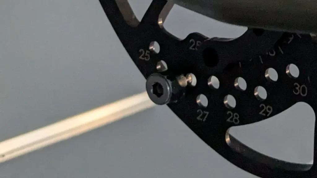 Drawstop an einer Cam eines Compoundbogens.